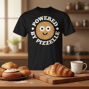 Camiseta Powered By Pizzelle con diseño de galletas italianas tipo waffle - Product Image 3