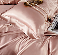 Charme Rose Soie Literie 4 Pièces Ensemble 100% Soie Couture Exquise Artisanat Texture Luxueuse Lustre Soyeux