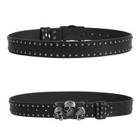 Ceinture pour homme personnalisée avec clous, boucle crâne et geste de main, style Punk Gothique, sangle à rivets, accessoire de taille rétro rock pour tenues en jean