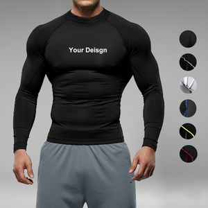 FC 180 GSM EU Size 3XL Long Sleeve T-shirt Sportswear Manufacturer Custom Turtle Neck Compressions Shirt Men Gym