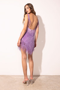 Robe moulante à franges à fines franges pour femmes, tenue des années <span class=keywords><strong>1920</strong></span>, col licou, épaules dénudées, sans manches, Mini caraco, à franges - Product Image 4