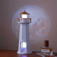 Lampe de projection de lune BHM Lighthouse, lampe ABS écologique, motif géométrique minimaliste, lumière d'ambiance nocturne, haut-parleur Bluetooth