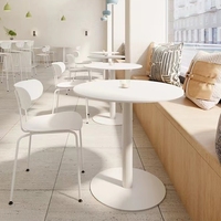 Table de salle à manger carrée moderne Table de négociation commerciale en métal en pierre pour magasin de thé au lait Restaurant occidental Noir Blanc Utilisation extérieure