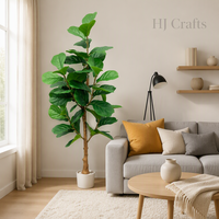 Plante artificielle moderne de 120 cm en pot, Ficus lyrata, verdure artificielle pour la décoration de bureau, étagère, console, comptoir de boutique