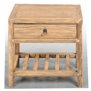 Antique <strong>Rustic</strong> Living Room Night Stand Solid Wood Drawers <strong>Bedside</strong> <strong>Table</strong> - Product Image 3