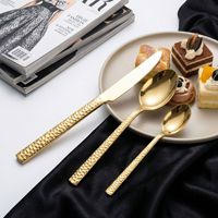 Ensemble de couverts de mariage en acier inoxydable doré, robuste, finition miroir, pour la maison, la cuisine, la salle à manger, durable, logo personnalisé