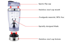 Proteína agitador botella recargable mezclador Vortex para proteínas mezclas eléctrico <span class=keywords><strong>de</strong></span> acero inoxidable proteína batido Copa - Product Image 4
