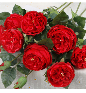 Roses artificielles très demandées pour la décoration de mariage, 3 têtes, effet hydratant, toucher réel, fleurs blanches pour décoration de mariage - Product Image 6