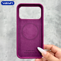 VAWI S123 Coque de téléphone en silicone liquide antichoc avec anneau métallique pour appareil photo et touches latérales en métal au toucher doux, design de luxe pour iPhone 18 Pro Max