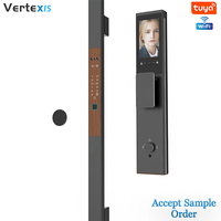 Vertexis V15 1500mm Long Tuya Smart Étanche En Alliage D'aluminium 3D Reconnaissance De Visage Serrure D'empreintes Digitales Interphone Vidéo Actif WiFi