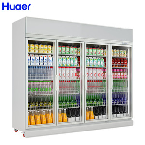 Supermarket Beverage Fridge 4 Door Commercial Display Cold <b>Drink</b> Refrigerator HR2460SG Beverage Display <b>Cooler</b> HR2460SG - Product Image 2