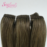Cheveux vierges à 100 % pouvant être utilisés pendant plus de 2 ans, toutes les couleurs et longueurs personnalisées (12-30 pouces), très faciles à installer, tissage à la machine.