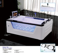 Baignoire de massage SPA Whirlpool en acrylique grande taille pour hôtel, avec jets LED, pour 2 personnes, avec jupe latérale, bain extérieur, spa chaud