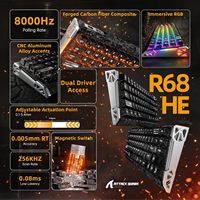 Clavier de jeu mécanique RGB TKL ATTACK SHARK R68HE 8KHz USB-C - Précision de 0,005 mm, latence de 0,08 ms, interrupteur à effet Hall 256K Scan