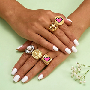 Juego <span class=keywords><strong>de</strong></span> Anillos al por Mayor, Chapados en <span class=keywords><strong>Oro</strong></span> <span class=keywords><strong>de</strong></span> 18K/24K, Acero Inoxidable Hipoalergénico, Resistentes al Agua y al Deslustre, Joyería <span class=keywords><strong>de</strong></span> Moda Afro-Boho - Product Image 3