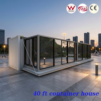 Maison conteneur maritime modifiée de 40 pieds avec grande fenêtre vitrée, maison préfabriquée modulaire entièrement meublée, mini-maisonnette