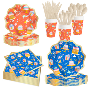 DAMAI Juego de Vajilla Desechable de Papel con Temática de Pastel de Cumpleaños Personalizado y Decoración de Mesa para Fiesta de Cumpleaños Infantil - Product Image 2
