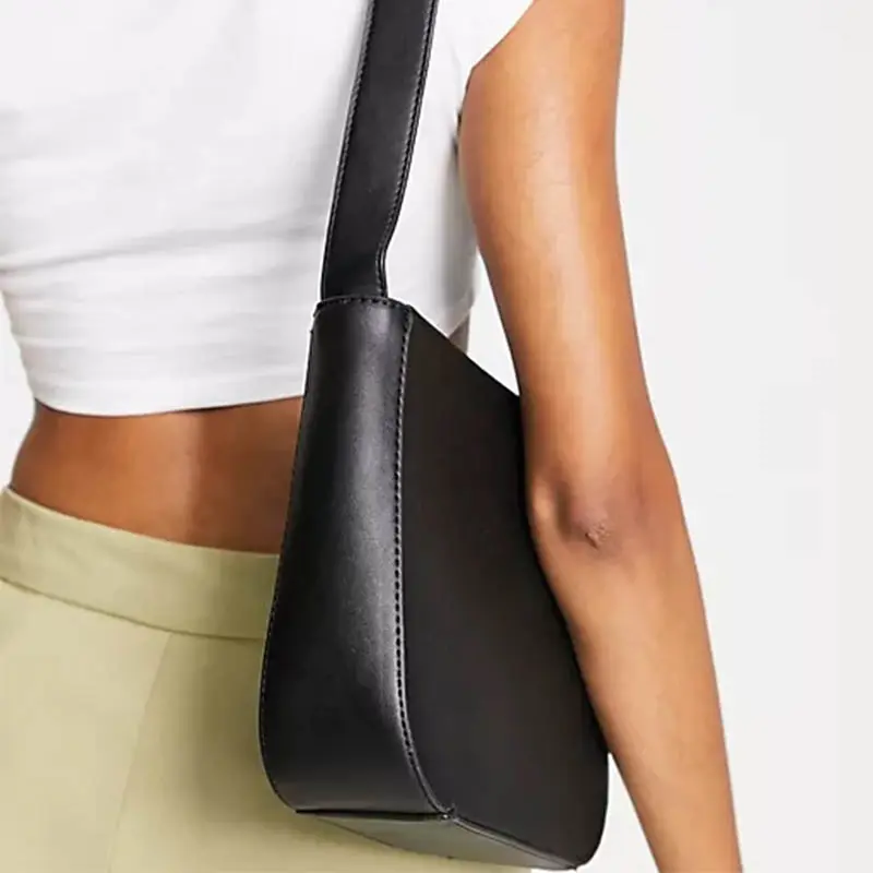 OEM Ladies Custom Design Luxury Black Leather Shoulder Bag For Women