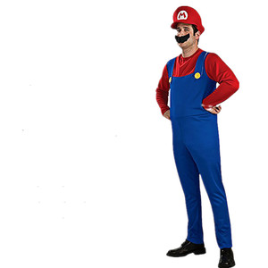 Paquete de 4 accesorios de disfraz de <span class=keywords><strong>Mario</strong></span> <span class=keywords><strong>Bros</strong></span> con mono, <span class=keywords><strong>gorra</strong></span> Luigi Hats, bigotes, guantes blancos para disfraz de Cosplay elegante - Product Image 5