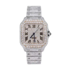 Montre unisexe de luxe en acier inoxydable carré, analogique, avec mouvement mécanique automatique ETA, sertie de moissanite, largeur 20 mm, étanchéité 10 bars, pour le dropshipping - Product Image 2