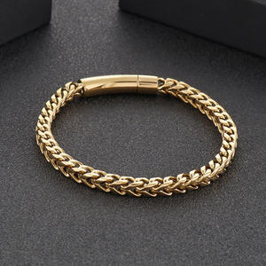 Pulsera <span class=keywords><strong>de</strong></span> Acero Inoxidable para Hombre, Cadena Simple, Electrochapada, Personalizada, Retro, Hip Hop, Joyería Moderna - Product Image 1