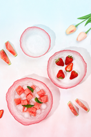 Ensemble de saladiers en verre et plastique enduit de rose Waxberry, design minimaliste et écologique pour mariage