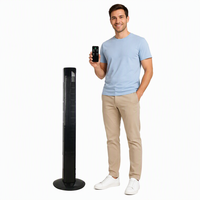 Kipas Lantai Menara Listrik 46 Inci Berwarna Hitam, Berpendingin Angin, Cerdas, Bertenaga, Harga Terjangkau, Senyap, Plastik, Dilengkapi Remote Control, Timer, 3 Kecepatan