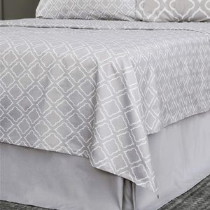 Bộ Chăn Ga Gối Đệm <span class=keywords><strong>8</strong></span> Món, Màu Xám, Hoạ Tiết Hình Bốn Lá - Product Image 4