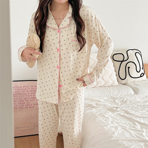 Pigiama da <span class=keywords><strong>donna</strong></span> elegante classico a maniche lunghe e pantaloni lunghi 2026, completo casual morbido con elastico in vita, vestibilità ampia, per primavera, autunno ed estate - Product Image 3