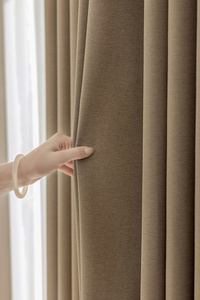 Vendita calda di lusso ad alta oscuramento in poliestere lino di colore del caffè tessuto <span class=keywords><strong>per</strong></span> soggiorno <span class=keywords><strong>camera</strong></span> <span class=keywords><strong>da</strong></span> <span class=keywords><strong>letto</strong></span> Hotel finestre - Product Image 3