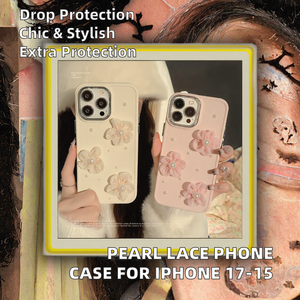 เคสโทรศัพท์ลายดอกไม้ประดับมุก, เคสกันกระแทกทำจาก PC พร้อมดีไซน์ลายดอกไม้สุดหรู - Product Image 2