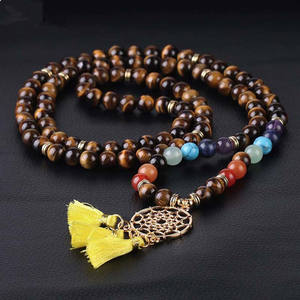 Collier de prière Japamala en pierre d'amazonite de 8 mm avec pendentif en forme de pendentif bohème <span class=keywords><strong>attrape</strong></span>-rêves pour femmes, collier de 108 perles - Product Image 4