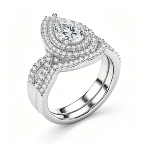 Jewelry Wholesaler Hot Sale 925 Sterling <b>Silver</b> Luxury 5A Zircon Water Drop Pear Shape Non-fading Women's Engagement <b>Ring</b> - Product Image 2