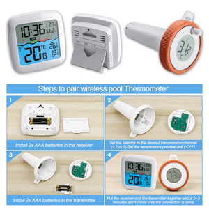 NOUVEAU Thermomètre de <span class=keywords><strong>piscine</strong></span> sans fil étanche 3 canaux Digital Remote Temperature Humidity Monitor Plastic OEM - Product Image 6