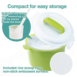 Plastic Rice Steaming Pot For Cooking Rice With Rice Spoon Measuring Cup Portable Household Kitchen Food Container - Product Image 2
