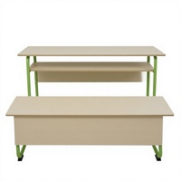Mobilier scolaire durable avec pieds verts et étagère de rangement centrale pour salles d'attente d'hôpitaux