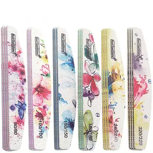 High Quality Half-moon Shaped Nail File Flower Butterfly Printed Double Side Nail File