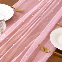 Chemin de table en gaze de coton 100% polyester, 10 pieds, rose, lavable, durable, couleur personnalisable pour mariage, anniversaire, fête