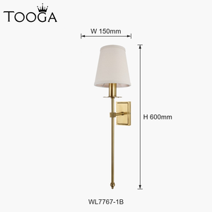Applique murale moderne de luxe personnalisée en laiton avec abat-jour en tissu pour chambre, couloir, salon, applique murale décorative d'intérieur pour la décoration de la maison - Product Image 2