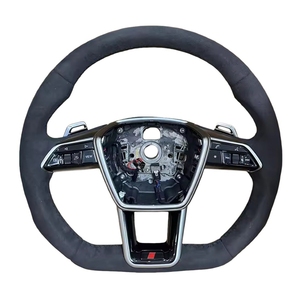 Volant en fibre de carbone et Alcantara avec bouton pour Audi <span class=keywords><strong>RS</strong></span> Sport S5 A4 B8 B9 RS5 RS6 A6 Q7 Q8 SQ7 RSQ7 RS3 RS4 A3 A5 A7 A1 <span class=keywords><strong>Q3</strong></span> - Product Image 1