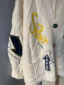 Mới Mùa Thu Mùa Đông Giản Dị Thư In Lỏng Dệt Kim Áo Len Phụ Nữ Crop Top Cardigan Áo Len - Product Image 6