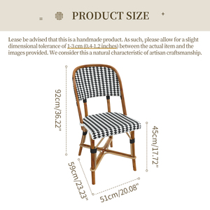 Chaise de bistrot française en rotin PE, structure en rotin naturel, sans accoudoirs, pour terrasse extérieure, café, jardin, <span class=keywords><strong>restaurant</strong></span> - Product Image 6