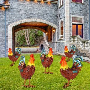 Adorno de Gallo Metálico 3D Colorido, Escultura Rústica de Pollo de Hierro para Decoración de Jardín, Patio o Terraza - Product Image 5