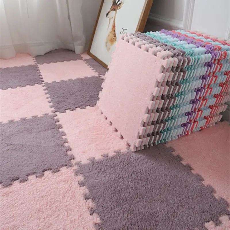 Tianjin fabbrica ad incastro tappetini piastrelle Eva Puzzle tappeto peloso lavabile tappetino da gioco per bambini tappeto di peluche