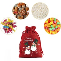 Noël Jute Cordon Sacs En Vrac Couleurs Personnalisées Motifs Père Noël Flocon De Neige Conception Party Favors Pochette Cadeau Personnalisable
