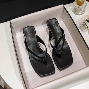 <span class=keywords><strong>Sandalias</strong></span> de tacón de aguja con punta cuadrada estilo francés para <span class=keywords><strong>mujer</strong></span>, elegantes mules tipo thong, zapatos sin cordones para exterior - Product Image 5