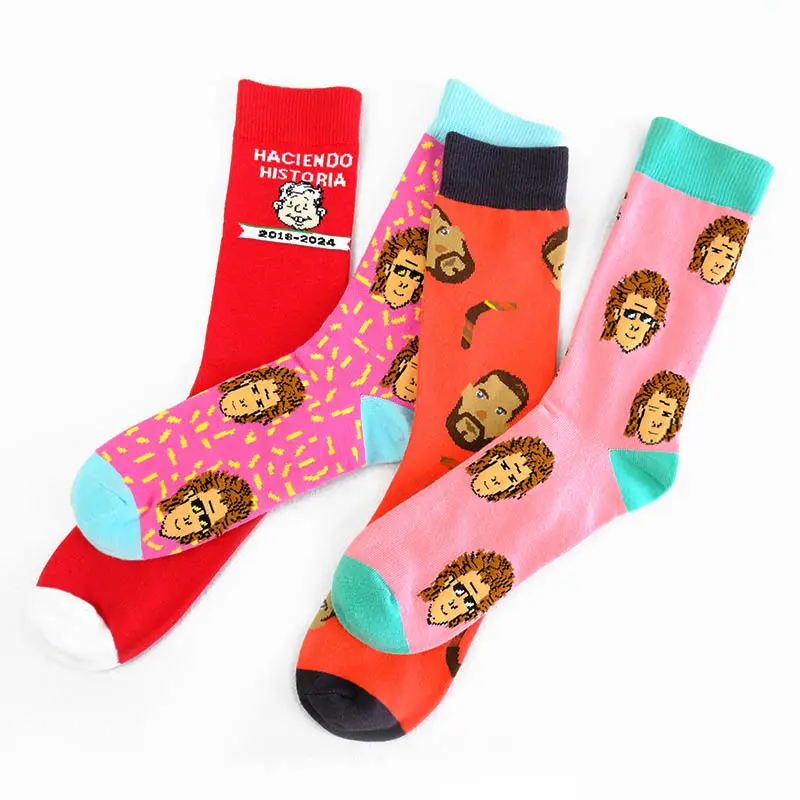 2022 New Fashion 100% Cotton Colorful Crew Socks Custom Cartoon Socks