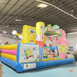 Trampolim parque esponja interior bob bounce house inflável topogon