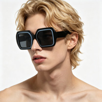 Gafas de Sol Polarizadas de Doble Capa con Logotipo Personalizado de Marca de Diseñador de Moda para Hombre y Mujer, Gafas de Sol Cuadradas Gruesas de Fabricante
