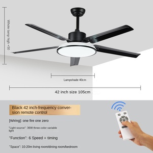 Black Chandelier 52 Inch Ceiling Fan Light DC Fan Iron Blades Led Lights Remote Control Ceiling Light Fan <b>Lamp</b> - Product Image 3
